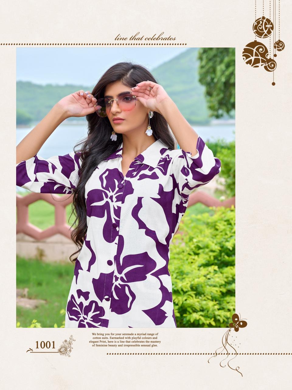 Paavi shivu vol 2 reyon print cord set for women wholesale