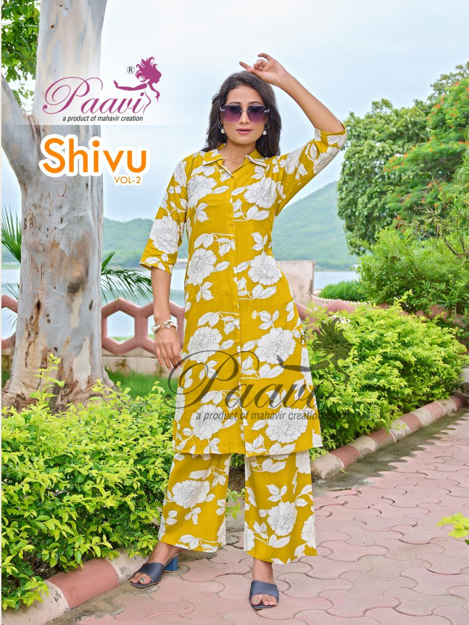 Paavi shivu vol 2 reyon print cord set for women wholesale
