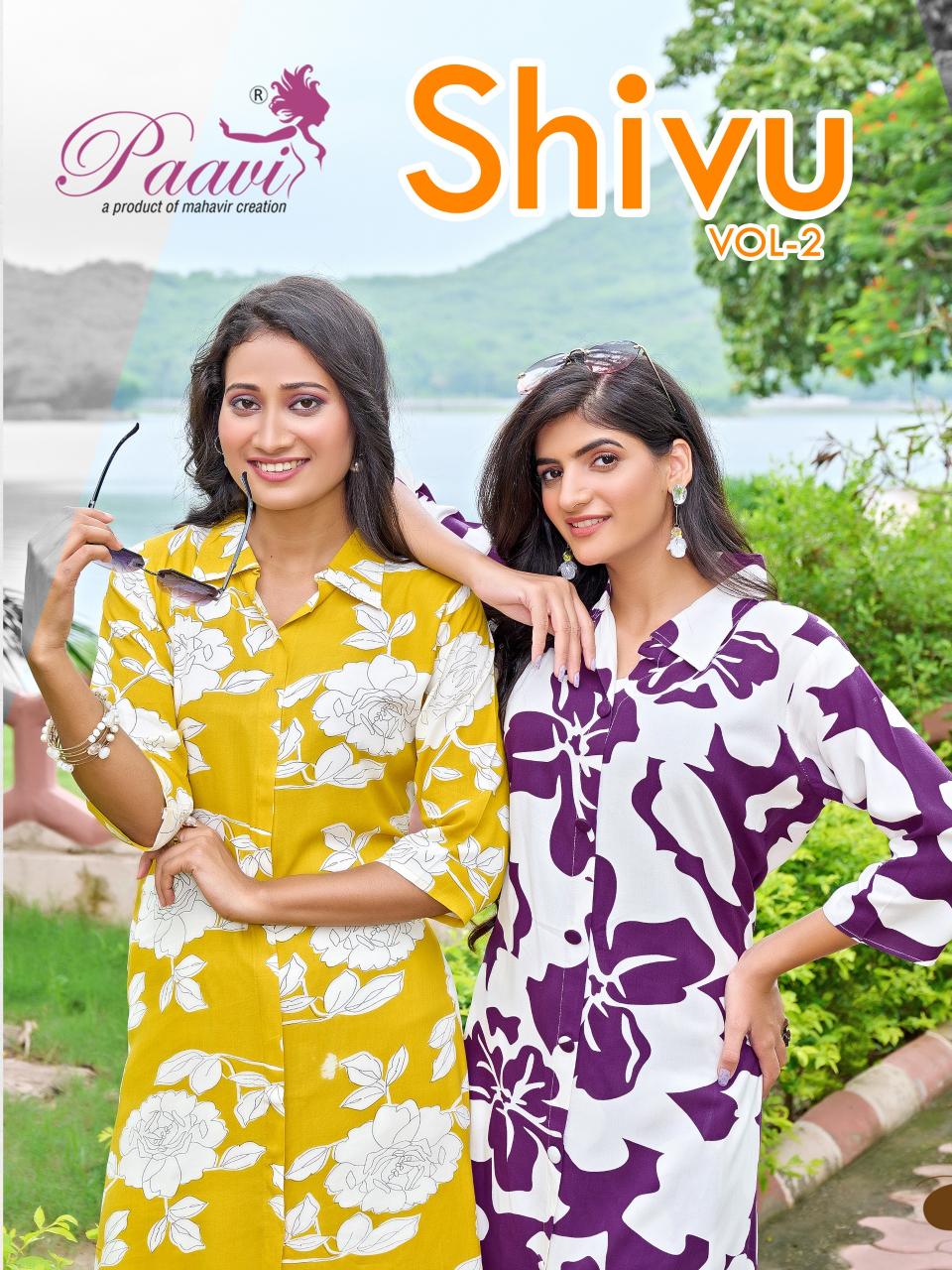 Paavi shivu vol 2 reyon print cord set for women wholesale