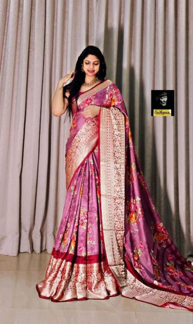 Sangini-vol-7 pure soft dola silk floral kalamkari digital print saree brands in india