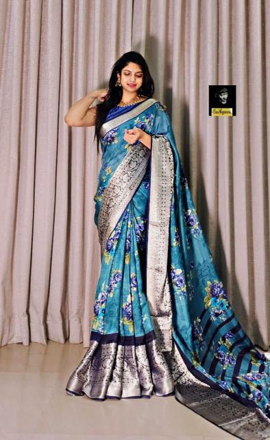 Sangini-vol-7 pure soft dola silk floral kalamkari digital print saree brands in india