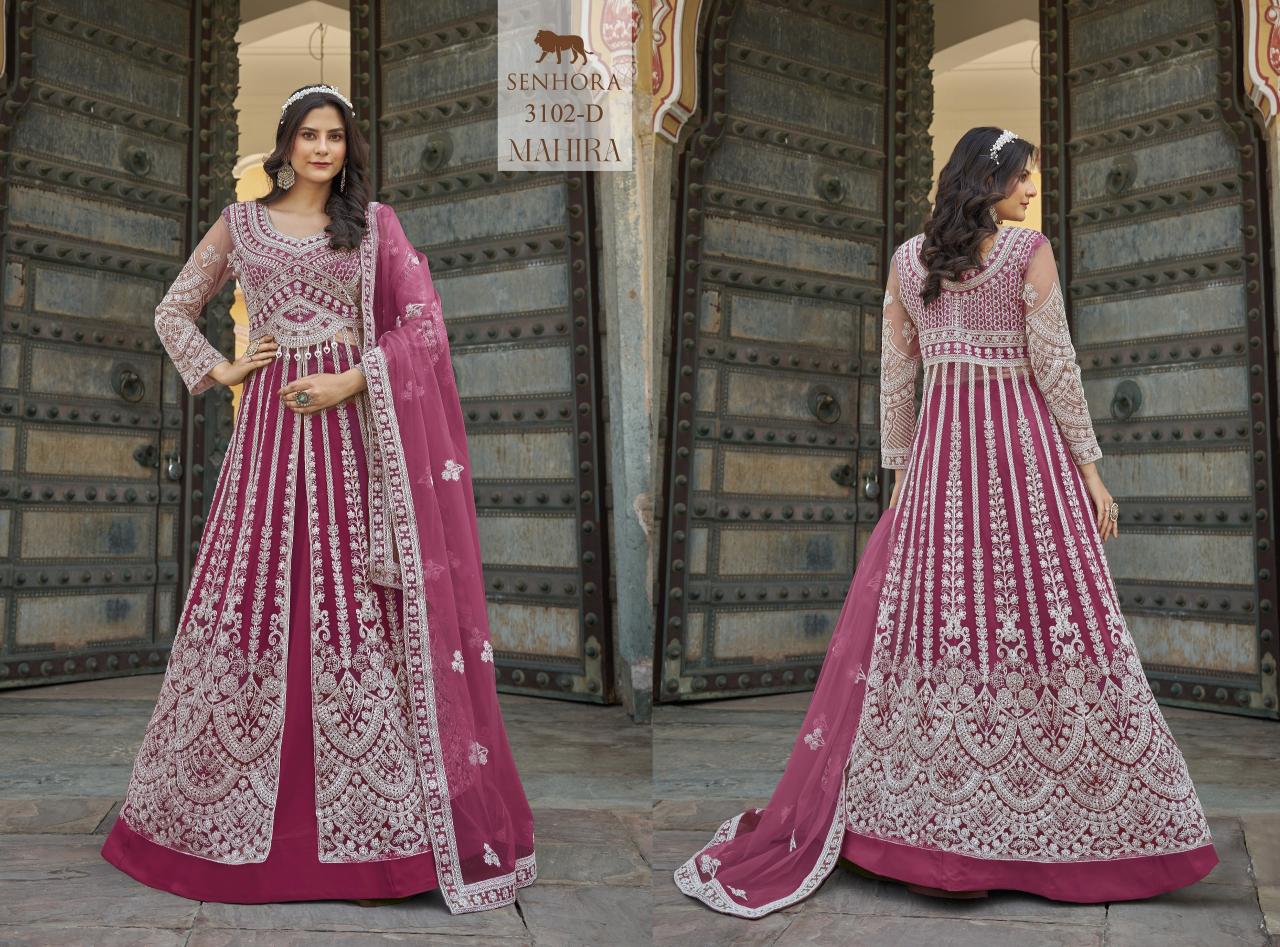 Senhora mahira pure butterfly net gown type indian dress material in usa