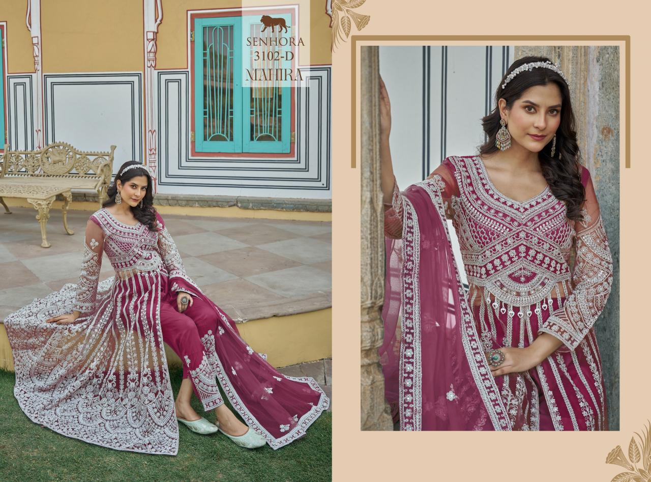 Senhora mahira pure butterfly net gown type indian dress material in usa