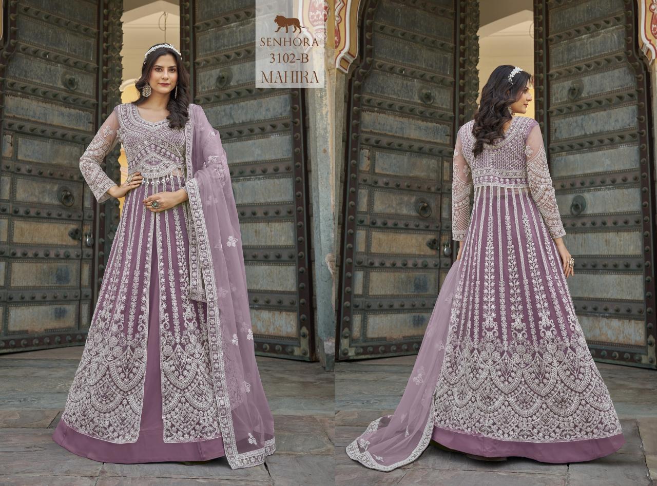 Senhora mahira pure butterfly net gown type indian dress material in usa