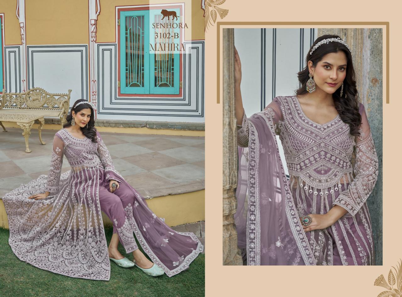 Senhora mahira pure butterfly net gown type indian dress material in usa