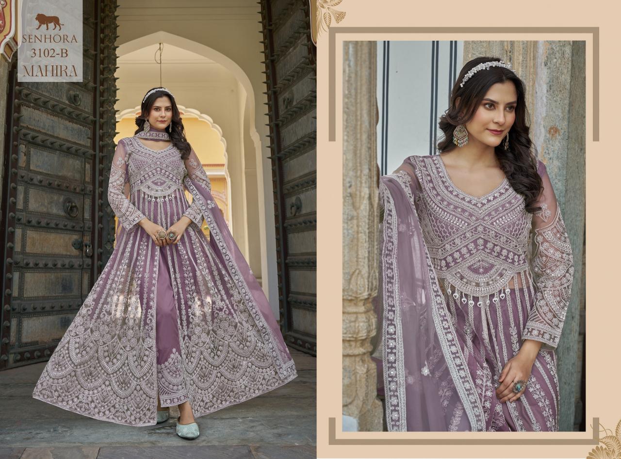 Senhora mahira pure butterfly net gown type indian dress material in usa