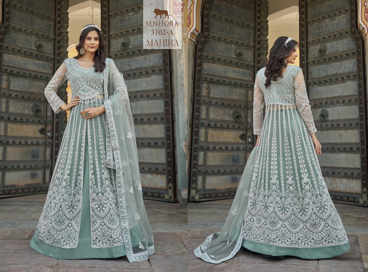 Senhora mahira pure butterfly net gown type indian dress material in usa