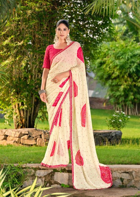 Shorya devna chiffon bandhani printed surat saree market online