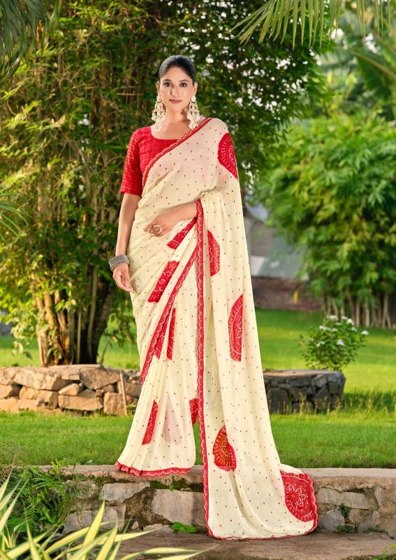 Shorya devna chiffon bandhani printed surat saree market online