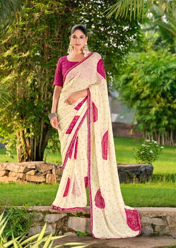 Shorya devna chiffon bandhani printed surat saree market online