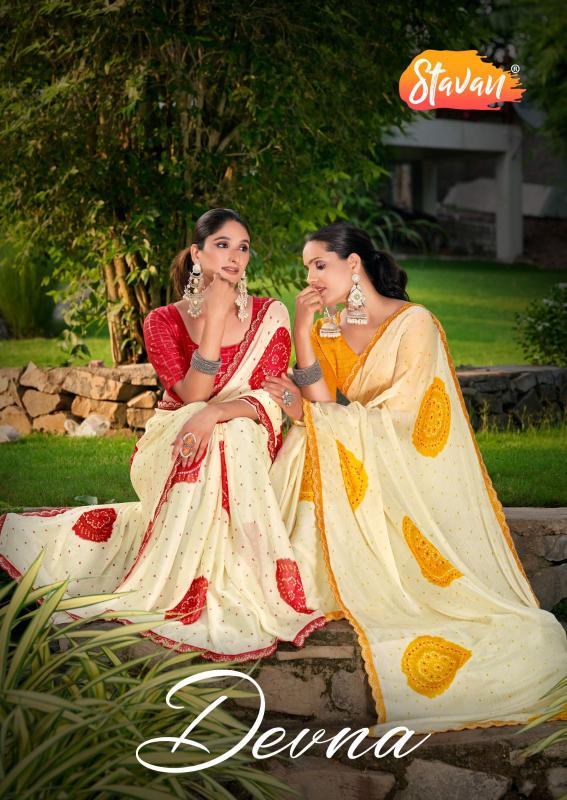 Shorya devna chiffon bandhani printed surat saree market online