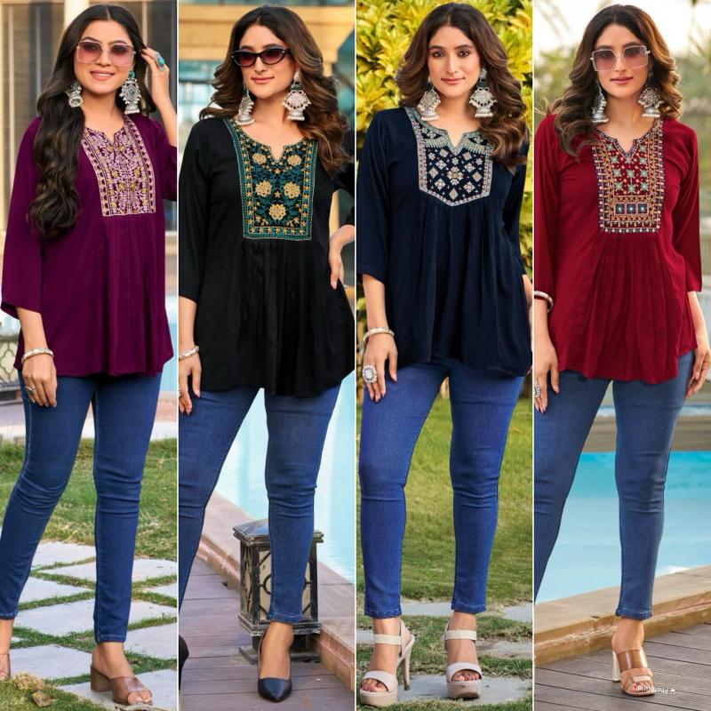 Shorya rayon office wear short top cheapest wholesale saree market in india