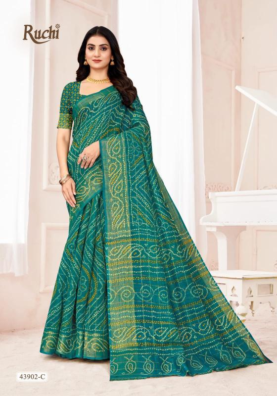 Shorya ruchi linen silk golden checks surat market saree