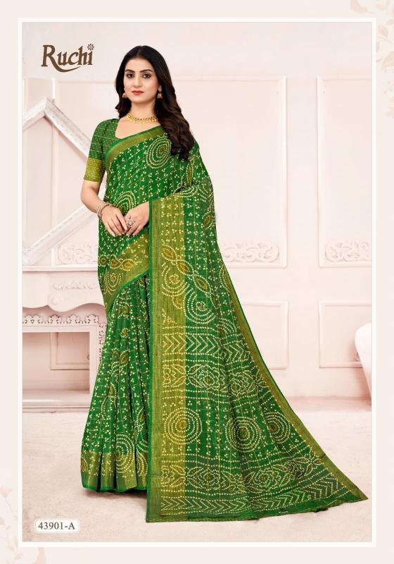 Shorya ruchi linen silk golden checks surat market saree