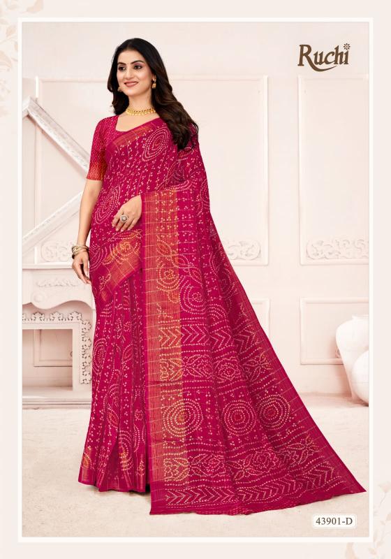Shorya ruchi linen silk golden checks surat market saree
