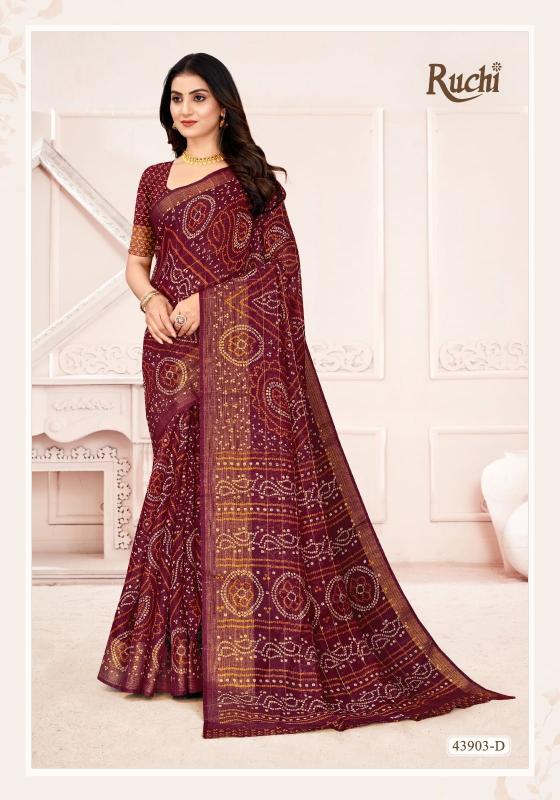 Shorya ruchi linen silk golden checks surat market saree