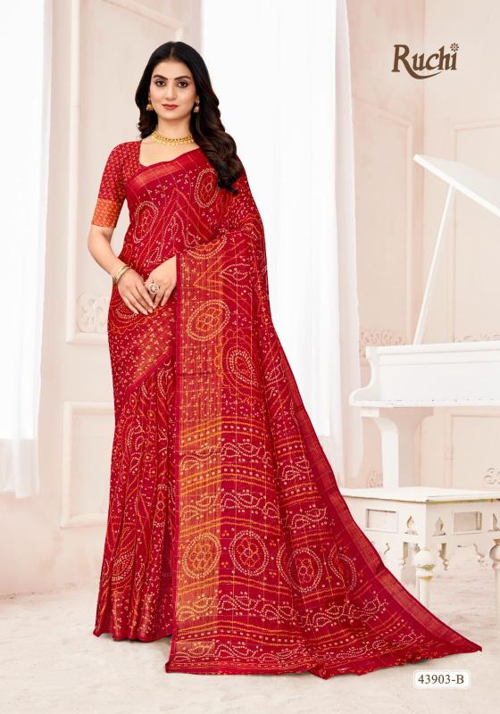 Shorya ruchi linen silk golden checks surat market saree