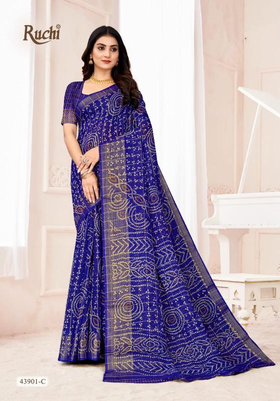 Shorya ruchi linen silk golden checks surat market saree