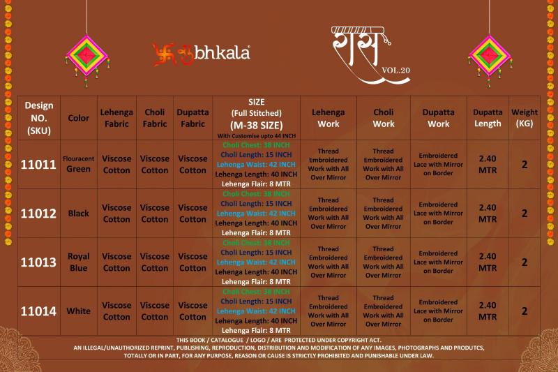 SHUBHKALA RAAS VOL. 20 Online wholesale market for Lehengha cholis