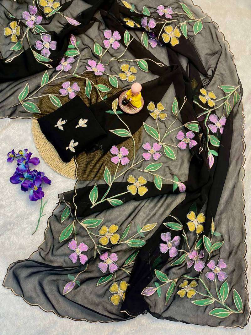 Vt 753 T Georgette Flower Printed Surat saree wholesale price list