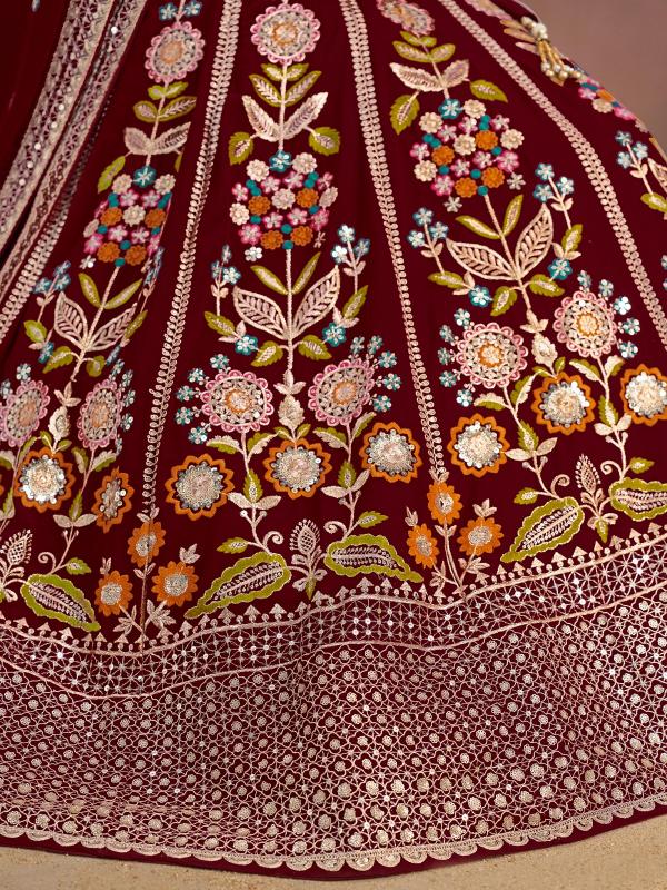 Zeel Clothing Georgette Maroon surat lehenga market wholesale