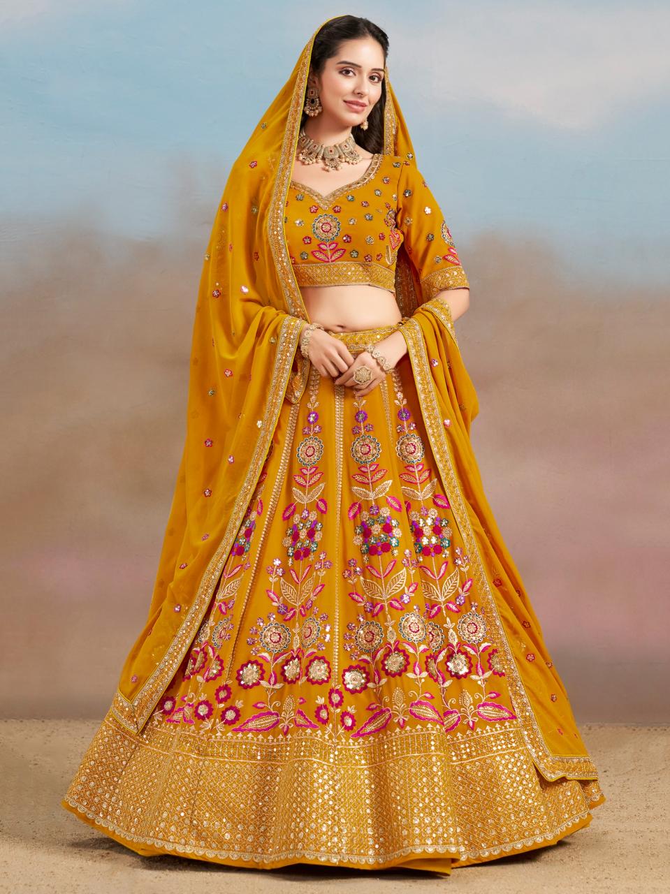Zeel Clothing Georgette Yellow wholesale lehenga market in patna