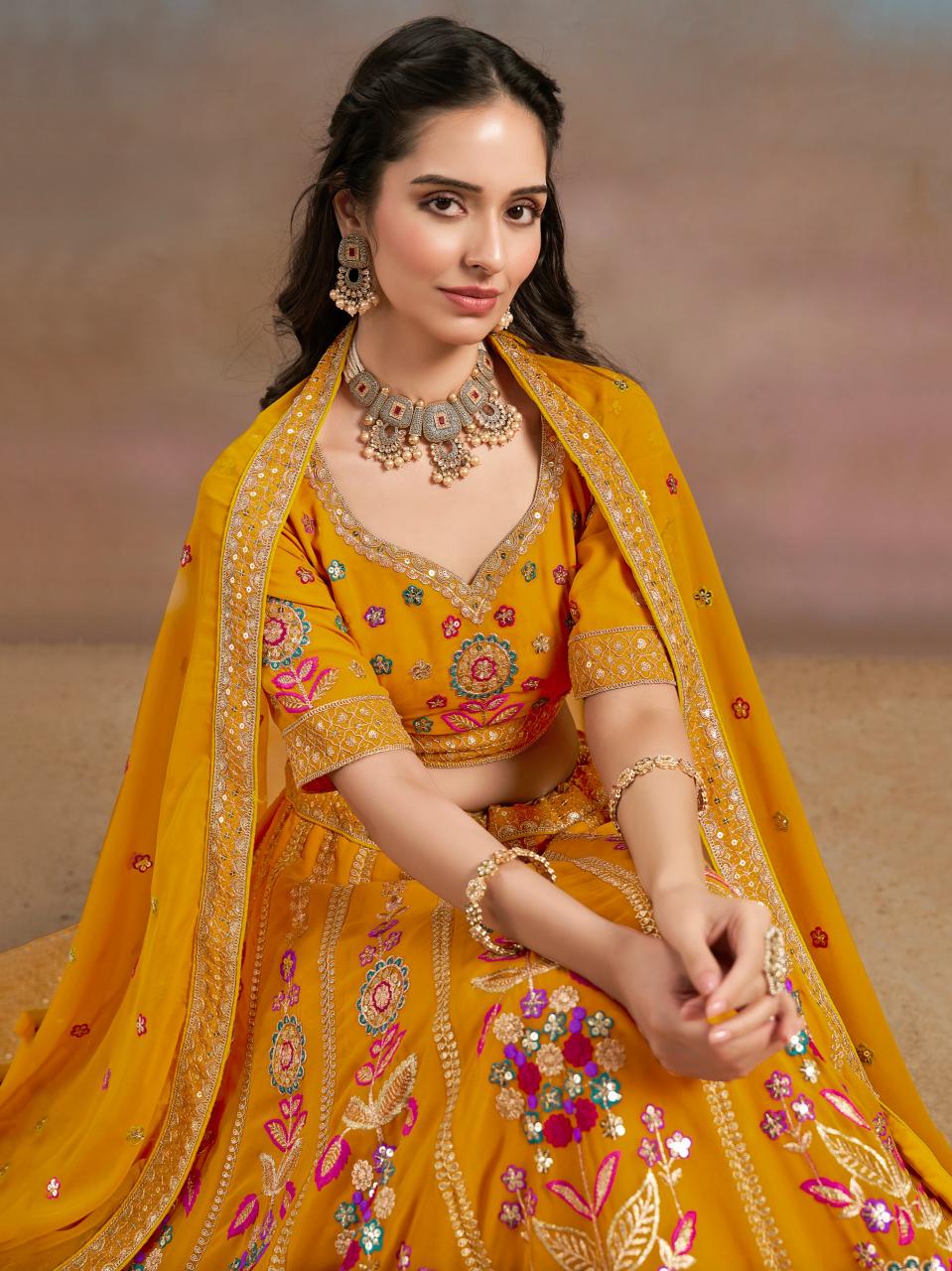 Zeel Clothing Georgette Yellow wholesale lehenga market in patna