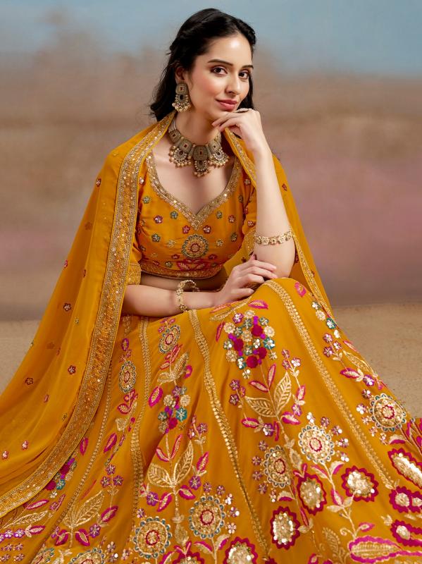 Zeel Clothing Georgette Yellow wholesale lehenga market in patna