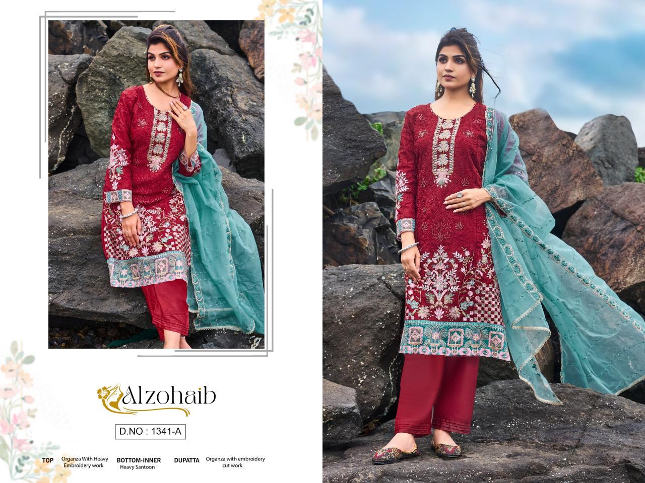 Alzohaib organza karachi dress material wholesale market in delhi