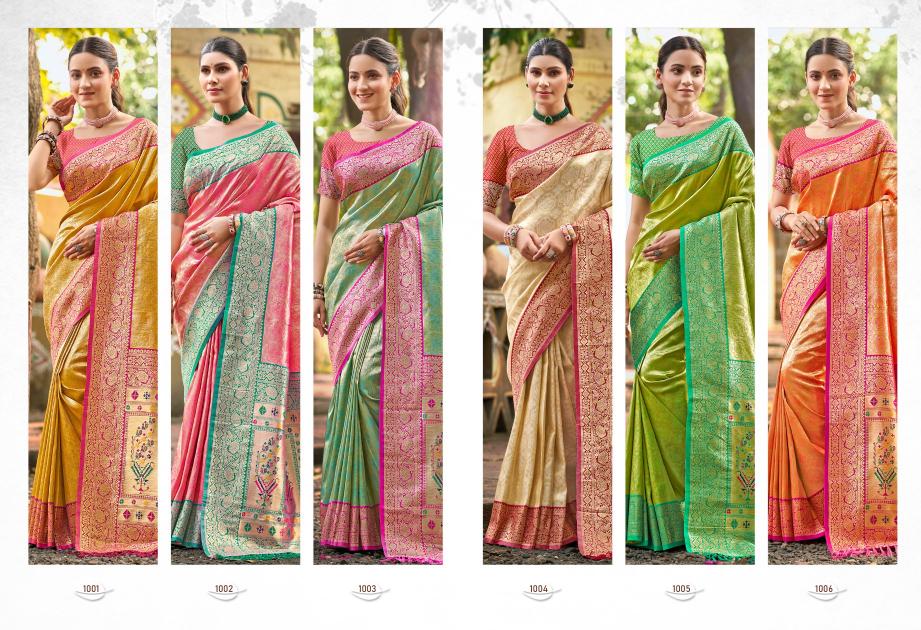 BUNAWAT - Devyani SIlk Vol 06  Multi Color Kanjivaram Silk Woven Work Traditional Saree