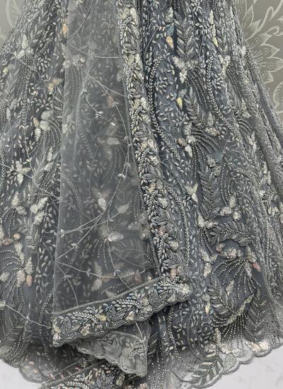 Gray Net Sequin Work Wedding Wear Decorative lehenga choli in Gujarat