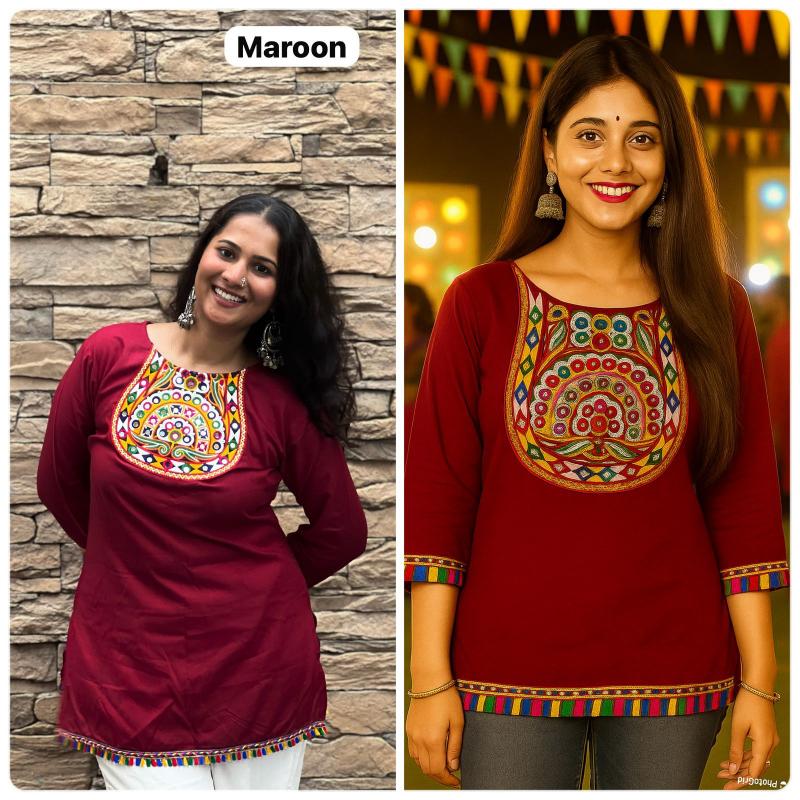 Inli Ai Navratri 2.0 rayon short top branded kurtis wholesale in surat