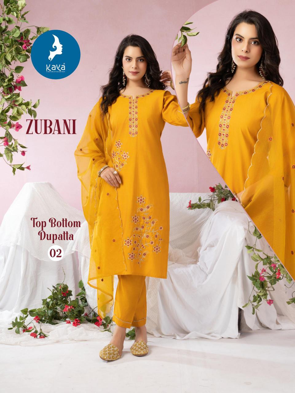 Kaya zubani roman silk 3 pcs kurti for women wholesale market