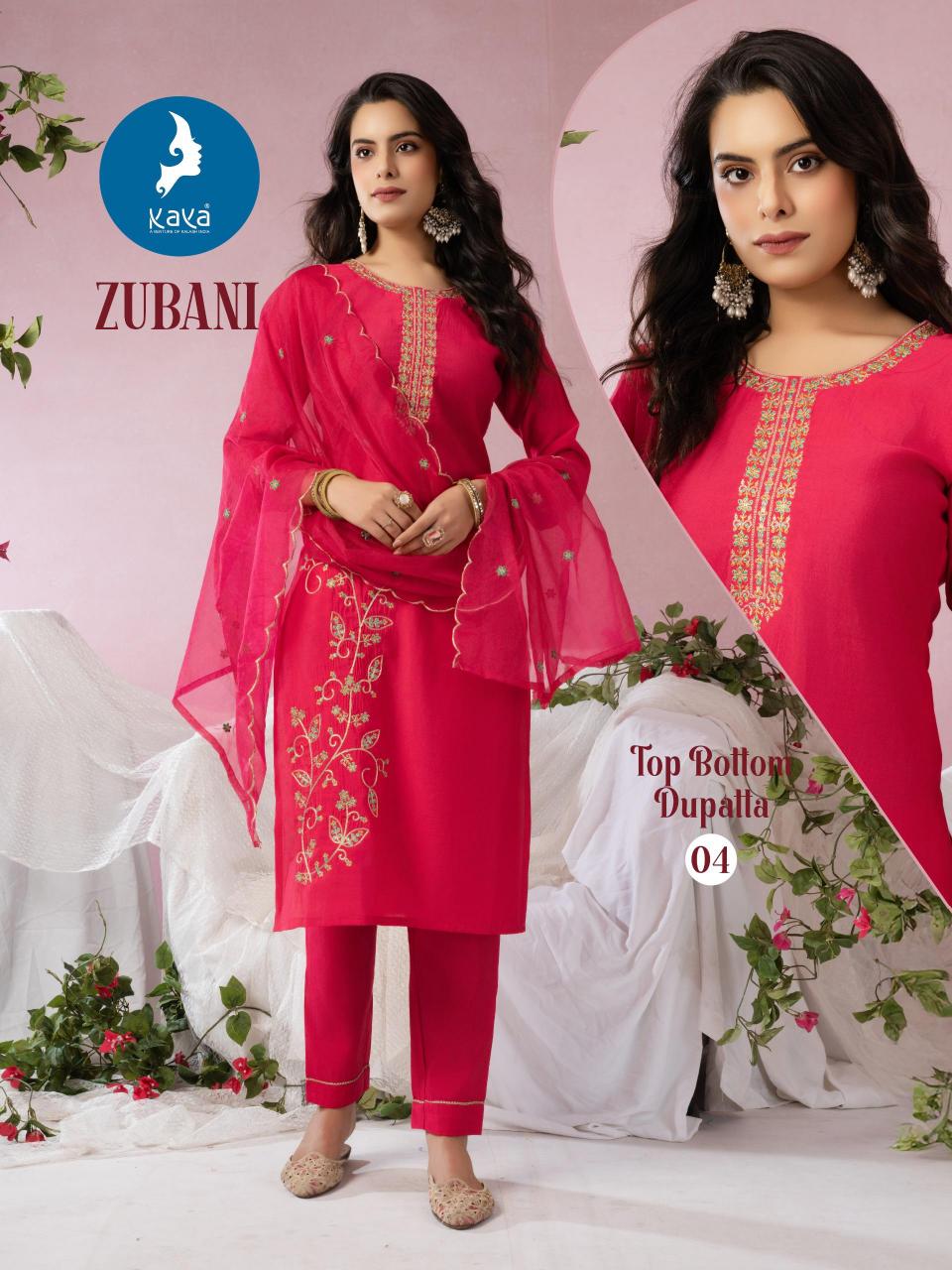 Kaya zubani roman silk 3 pcs kurti for women wholesale market