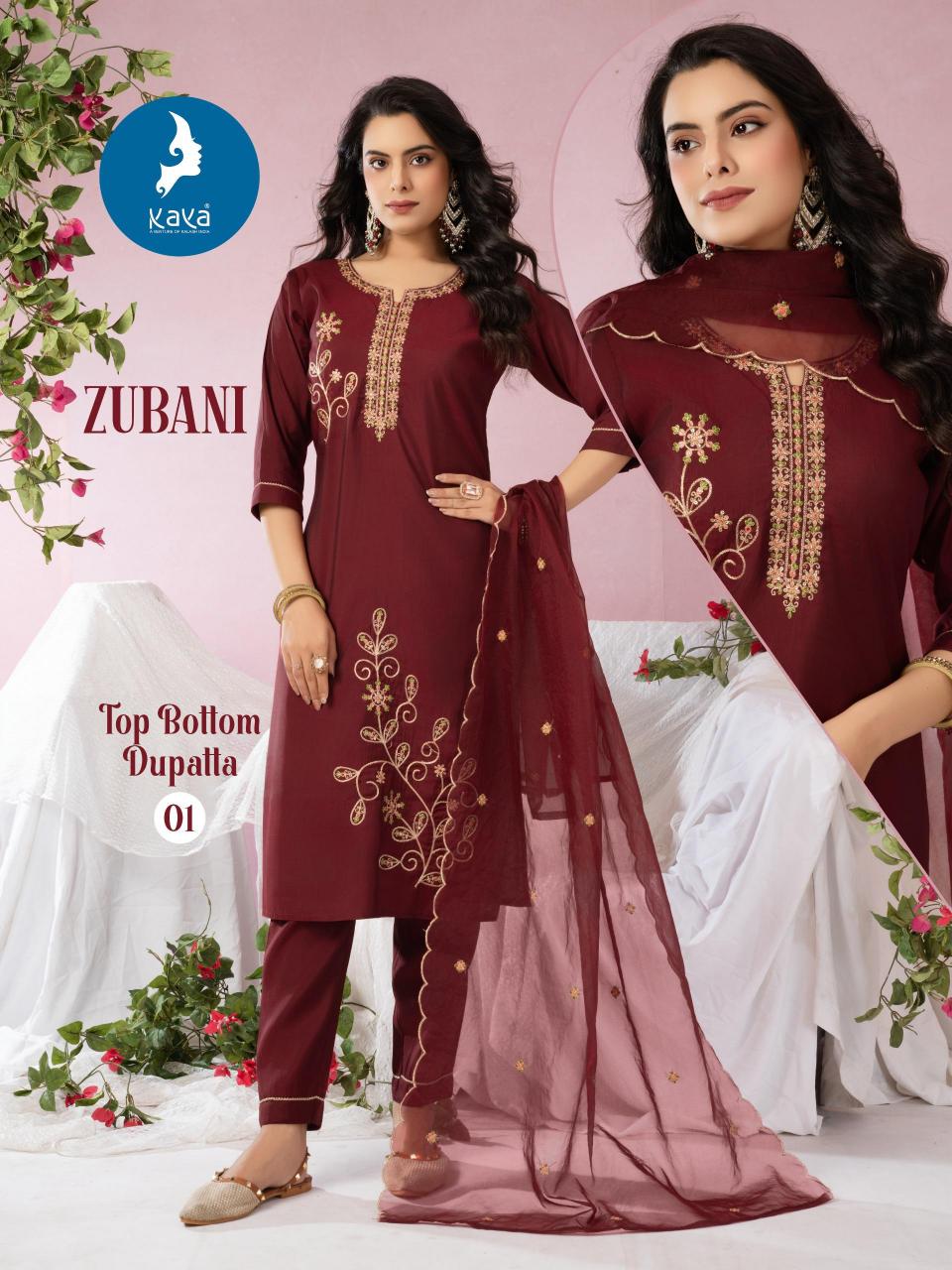 Kaya zubani roman silk 3 pcs kurti for women wholesale market
