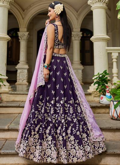 Magneta Organza Sequin Work Wedding Wear Export quality lehenga choli manufacturers