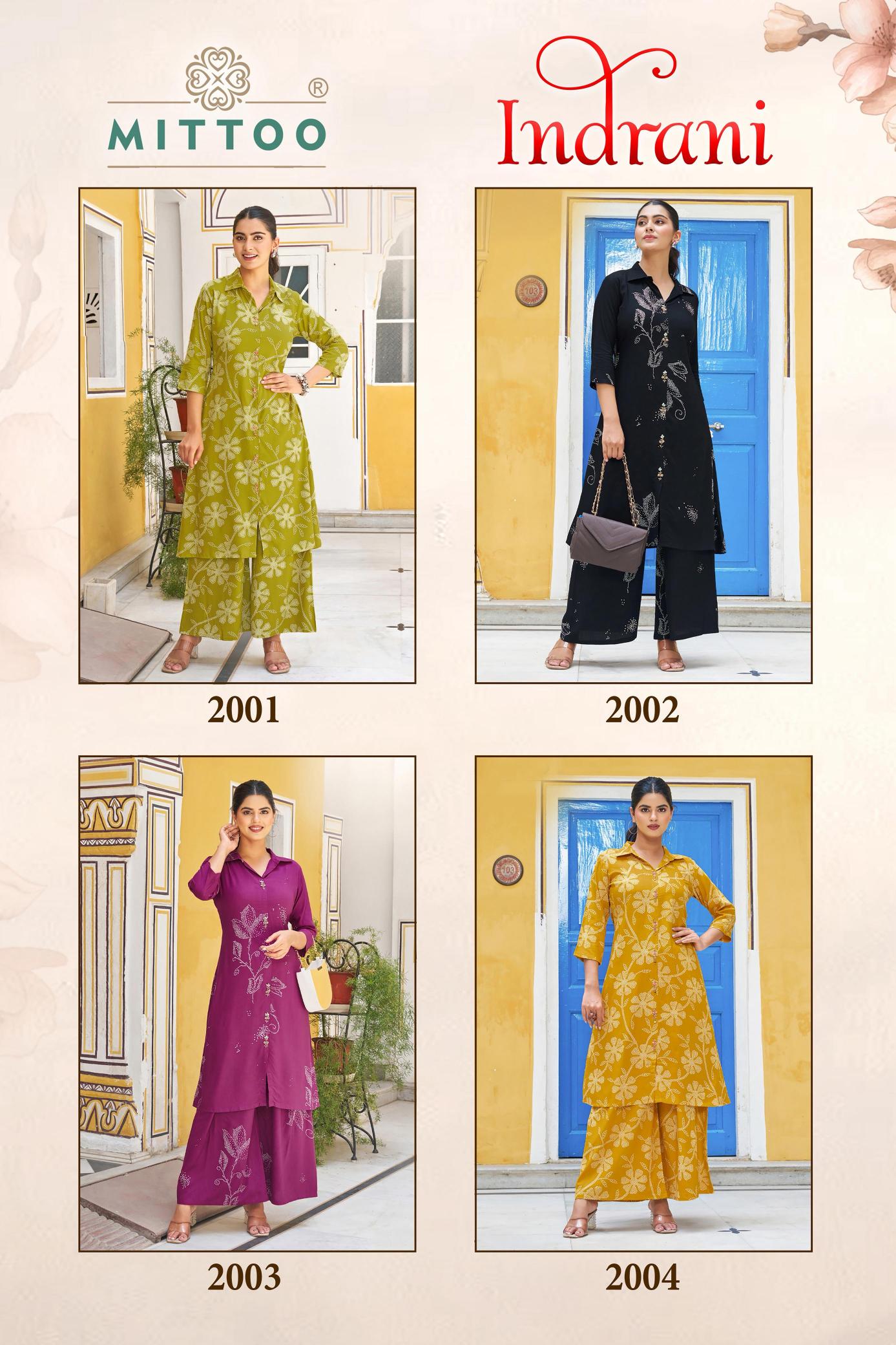 Mittoo indrani rayon print coord set ladies clothes wholesale market in surat 