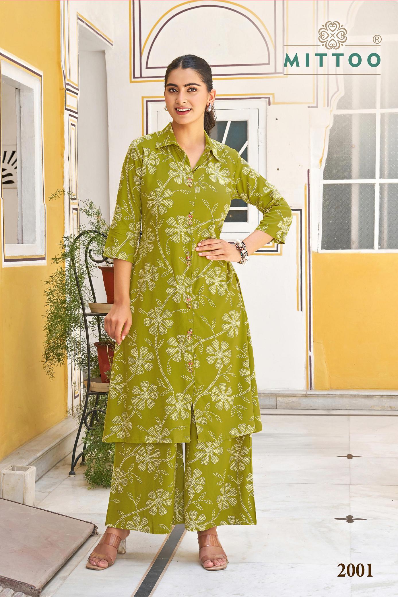 Mittoo indrani rayon print coord set ladies clothes wholesale market in surat 