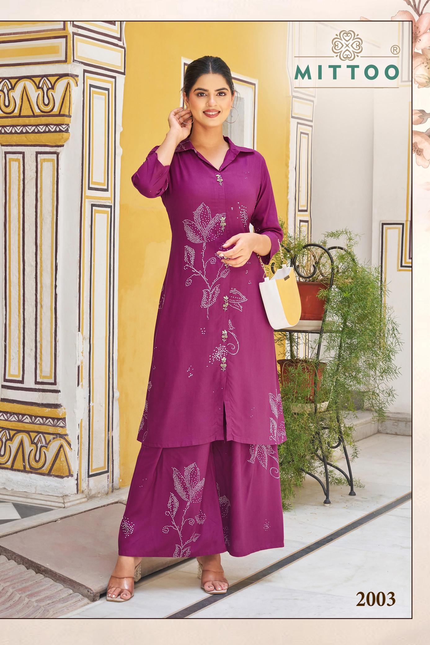 Mittoo indrani rayon print coord set ladies clothes wholesale market in surat 