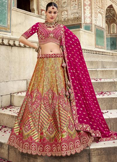 Multi Color Banarasi Silk Sequin Work Wedding Wear 063 Wholesale lehenga choli for resellers