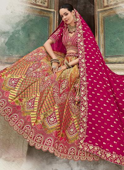 Multi Color Banarasi Silk Sequin Work Wedding Wear 063 Wholesale lehenga choli for resellers