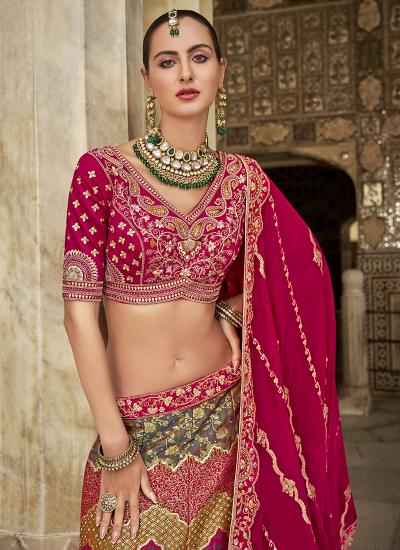 Multi Color Banarasi Silk Sequin Work Wedding Wear 354 Fancy Lehenga choli supplier