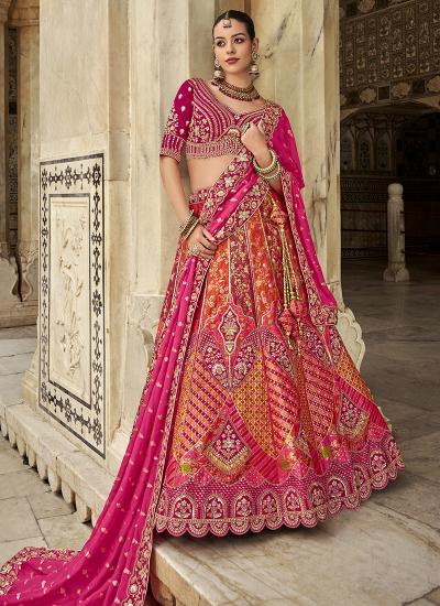 Multi Color Banarasi Silk Sequin Work Wedding Wear 522 Lehenga choli wholesalers in Surat