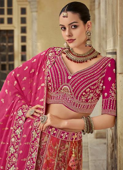 Multi Color Banarasi Silk Sequin Work Wedding Wear 522 Lehenga choli wholesalers in Surat