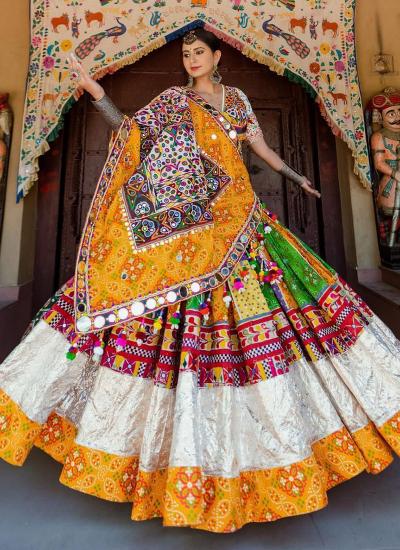 Multi Color Butter Silk Digital Print Work Festival Wear 679 Surat lehenga choli factory