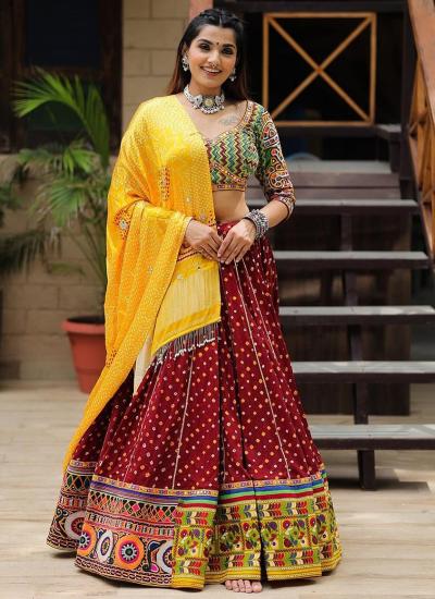 Multi Color Butter Silk Digital Print Work Festival Wear 806 Online lehenga choli wholesale
