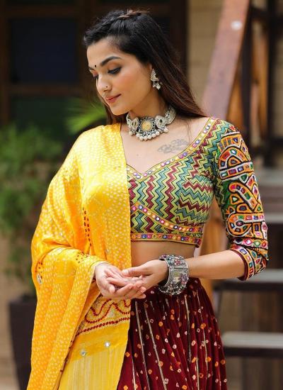 Multi Color Butter Silk Digital Print Work Festival Wear 806 Online lehenga choli wholesale