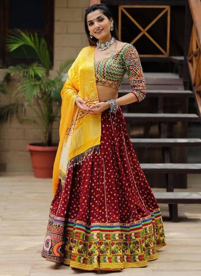 Multi Color Butter Silk Digital Print Work Festival Wear 806 Online lehenga choli wholesale