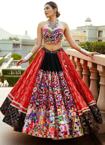 Multi Color Butter Silk Digital Print Work Festival Wear 852 Printed lehenga choli wholesale