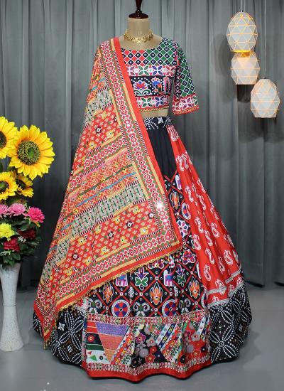 Multi Color Butter Silk Digital Print Work Festival Wear 852 Printed lehenga choli wholesale